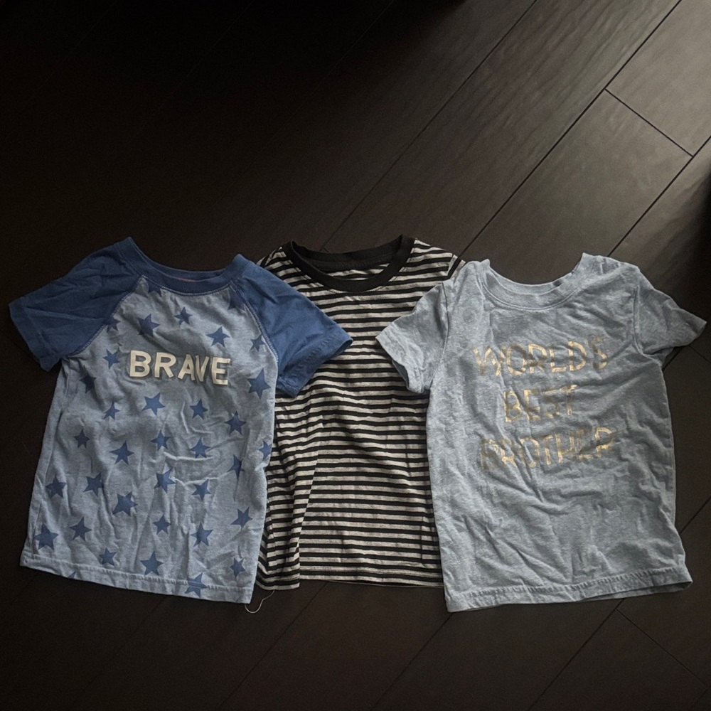 Cat & Jack Blue Star, Black Stripe, and Light Blue Tee Set